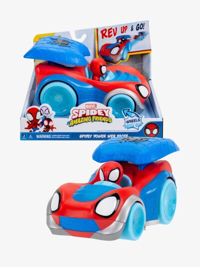 Spider-Man Spidey Power Web Racer med Lys og Trekkoppfunksjon - Blå