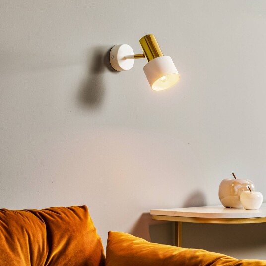 Euluna Destin veggspotlight enkelflamme hvit/messing