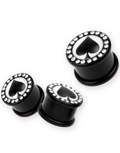 Aab Spar Rammet Inn med Klare Stener Svart Piercing Plugg Strl 6 mm
