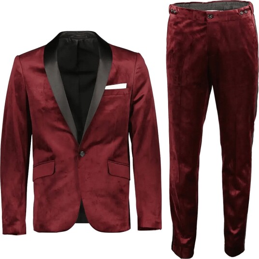 Lindbergh Velvet Tuxedo Suit BURGUNDY 48 Lindbergh Velvet Tuxedo Suit BURGUNDY 48