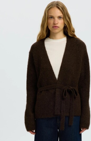 Selected Slfgabriella Ls Knit Belt Cardigan Brown S