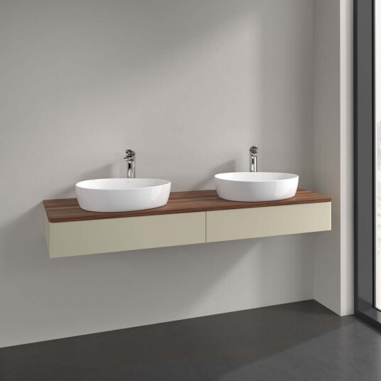 Villeroy & Boch  Antao Servantskap med 2 skuffer 160x50x19 cm m/lys Grå Matt/Valnøtt