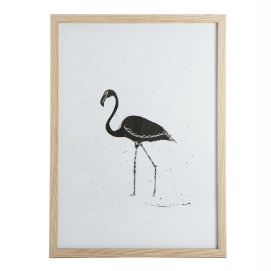 Bilde m/ramme i eik "look" sort flamingo 53x73cm Bilde m/ramme i eik "look" sort flamingo 53x73cm