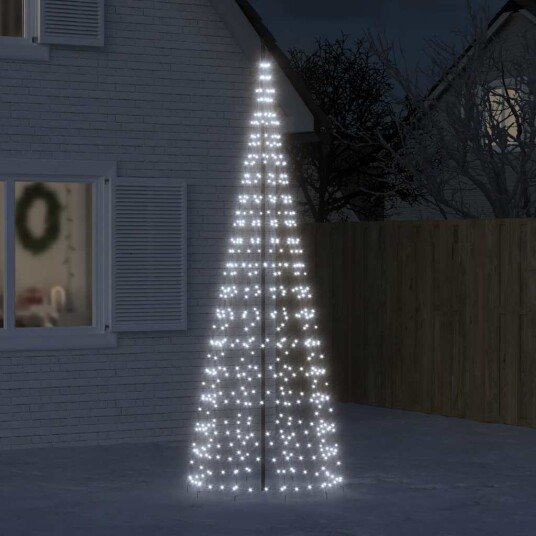 vidaXL Juletrelys på flaggstang 550 LED kaldhvit 300 cm
