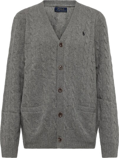 Polo Ralph Lauren Cable Knit Wool Cashmere Cardigan Grey XS