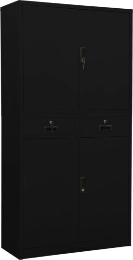 vidaXL Kontorskap svart 90x40x180 cm stål