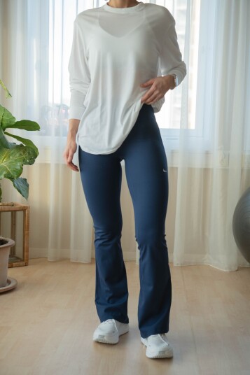 Nike One High Waisted Flared Leggings Blå XS