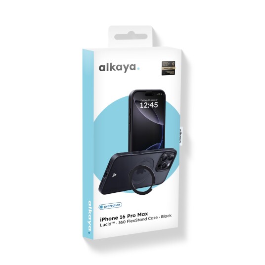 alkaya Lucid 360 FlexStand Deksel   MagSafe iPhone 16 Pro Max Svart