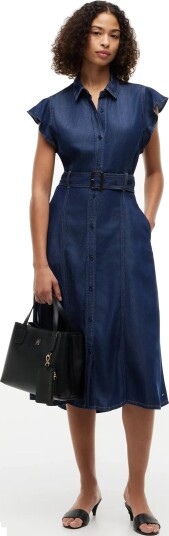 Tommy Hilfiger Volant F&F Midi Dress Leny Ss Blue 36 Tommy Hilfiger Volant F&F Midi Dress Leny Ss Blue 36