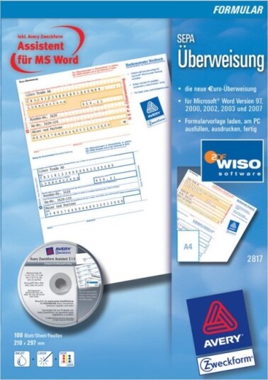 Avery Zweckform 2817   A4 210 X 297 Mm 100 Stk Skriveskjemaer