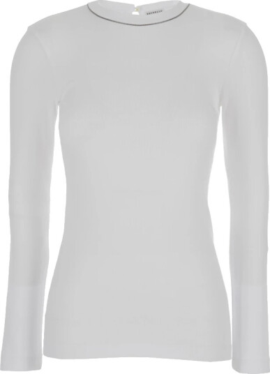 Brunello Cucinelli Dame Topper Hvit L,