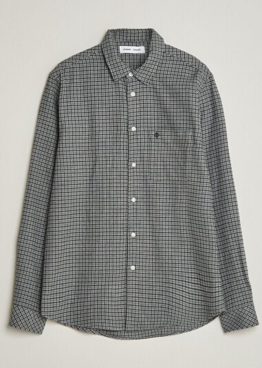 Samsøe Samsøe Liam Brushed Cotton Checked Shirt Grey Melange