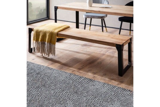 Spisestuebenk Wohnling massivt tre industriell stil med metallbein 160 cm 160 cm