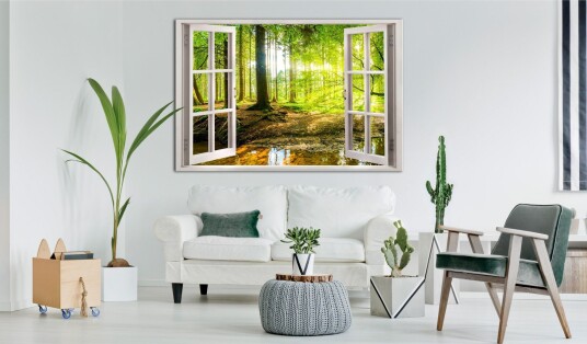 Tavle Window: View On Forest 90X60 Artgeist sp. z o. o.