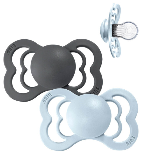 Bibs Smokk Supreme 2 PACK Silicone Iron/Baby Blue