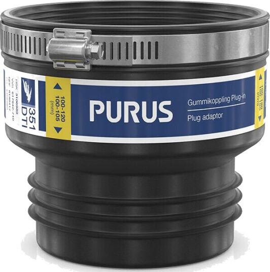 Purus Gummikobling Plug-in for Innendørsavløp 100-120 mm, Svart