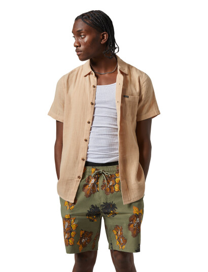 Brixton Charter Org Cttn S/S Wvn - Pink - M