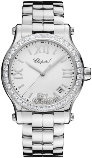 Chopard Dameklokke 278582 3004 Happy Sport Hvit/Stål Ø36 mm