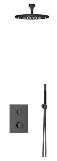 Tapwell Box7268 Takdusj Innbygging - Takmontert Svart Matt / 85mm Ø300mm (TA-9424899)