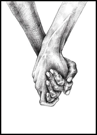 Holding Hands Sketch Plakat Plakat / 40x50cm