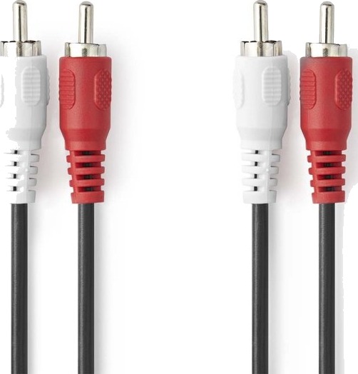 Nedis Stereo lydkabel | 2x RCA Han | 2x RCA Han | Nikkel belagt | 1.00 m | Rund | Sort | Boks