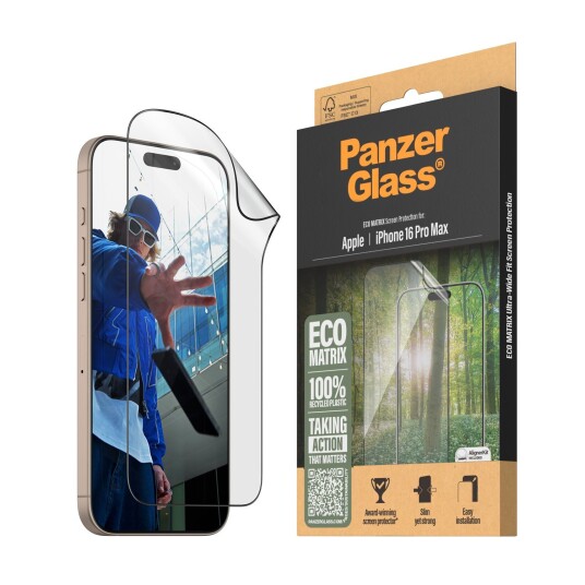 PanzerGlass MATRIX Skjermbeskytter for iPhone 16 Pro Max - Ultra Wide Fit