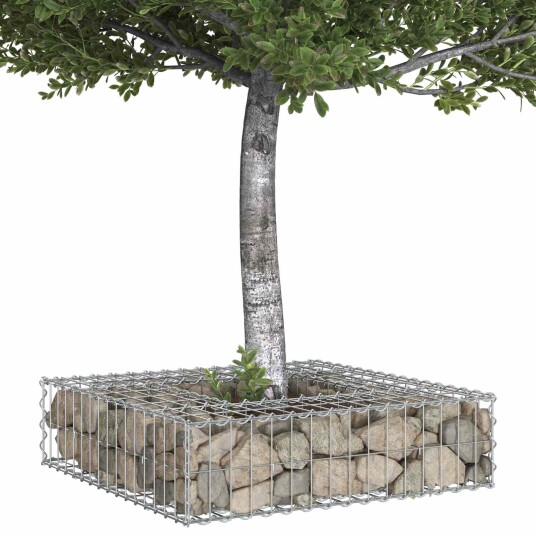Gabion hevet seng sølv 80 x 80 x 12 cm Galvanisert Stål