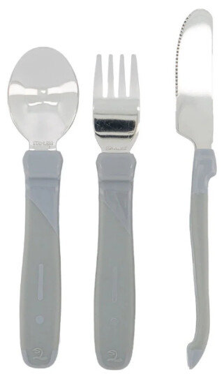Twistshake Learn Cutlery Stainless Steel 12+m Pastel Grey Twistshake Learn Cutlery Stainless Steel 12+m Pastel Grey