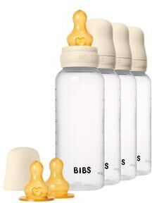 BIBS 4-Pack Tåteflasker i Naturgummi 270 ml Ivory
