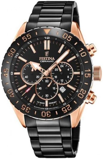 Festina Herreklokke F20578 1 Ceramic Sort/Stål Ø44 mm