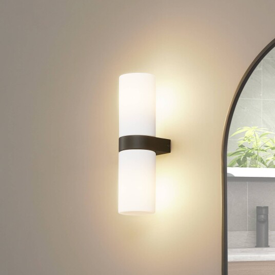 Lucande Basolo vegglampe til bad svart høyde 31,5 cm glass
