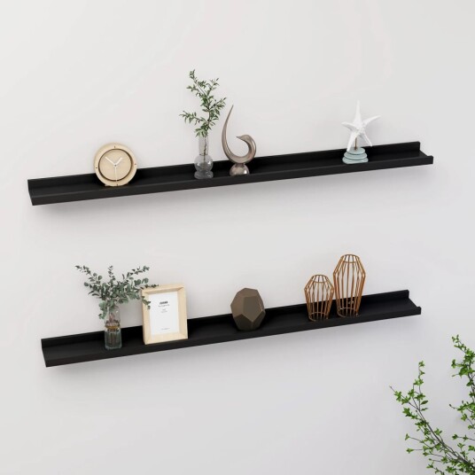 vidaXL Vegghyller 2 stk svart 100x9x3 cm vidaXL Vegghyller 2 stk svart 100x9x3 cm