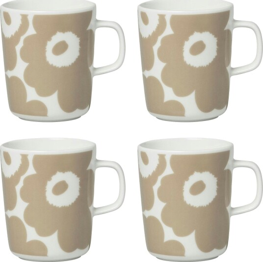 Oiva / Unikko Krus 25 cl 4-pk, Beige / Hvit