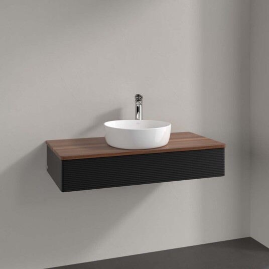 Villeroy & Boch  Antao Servantskap med 1 skuff 100x50x19 cm m/lys Sort Matt/Valnøtt
