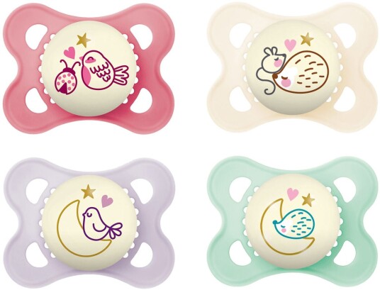 MAM Original Night Smokker 0-6m 4-Pack Rosa/Nøytral