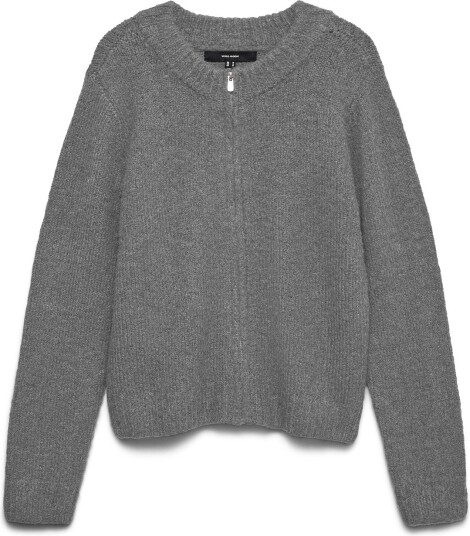 Vero Moda Vmberry Ls O Neck Zipper Caridgan Noos MEDIUM GREY MELANGE L