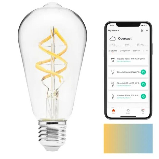 Cleverio Smart E27 ST64 Filament LED-pære 450 lm