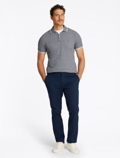 Tommy Hilfiger Cotton Linen Pique Reg Polo - Navy - L