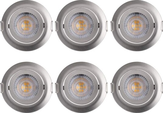 LED innfelte lys 6 pakning dimbar svingbar nikkel