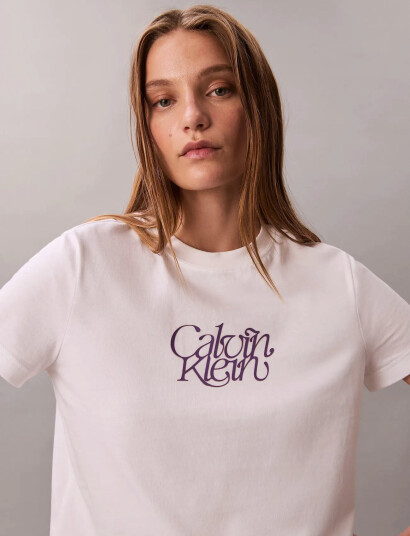 Calvin Klein Jeans Ss Fitted Script Calvin Klein Te - White - XL