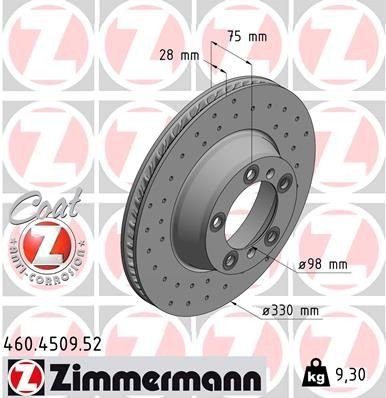 Bremseskive ZIMMERMANN 460.4509.52