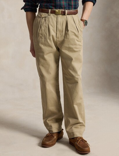 Polo Ralph Lauren Whitman Relaxed Fit Pleated Chino Pant Beige 34 x 34