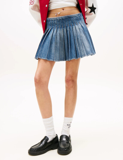 Tommy Jeans Tommy Girl Pleated Denim Skirt - White - S Tommy Jeans Tommy Girl Pleated Denim Skirt - White - S