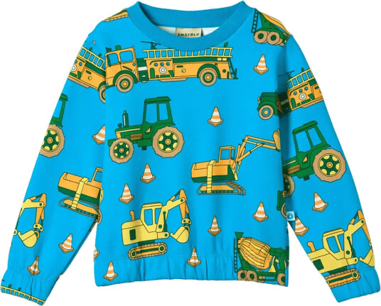 Småfolk Yapeen Sweatshirt With Vehicles Green 122 128