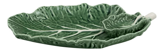 Bordallo Pinheiro  Cabbage fat med skål 28 cm grønn