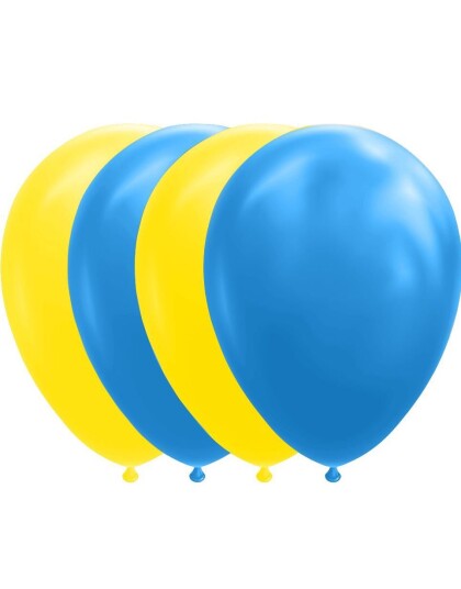 10 stk 30 cm Sverige Gule og Blå Ballonger