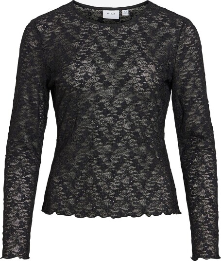 Vila Topp Vifay O Neck L/S Top Svart