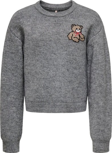 kids ONLY Medium Grey Melange Teddy Kogteddy L/S Pullover Knt Noos 134 140
