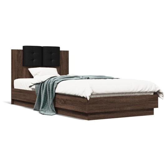  Sengeramme med hodegavl brun eik 100x200 cm konstruert tre 8721012276741