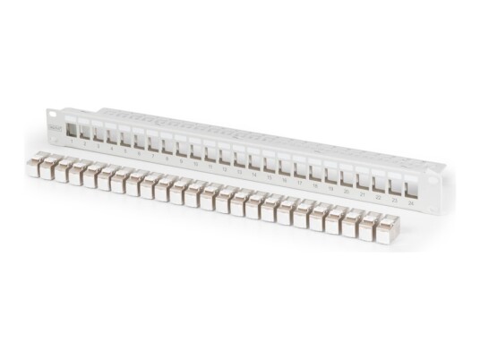 Digitus Koblingspanel Modular Rackmonterbar Cat 6A Rj 45 X 24 Lysegrå Ral7035 1U 19" DN 91410 24